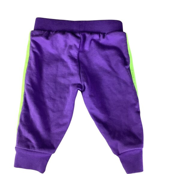 New Balance Baby Girl Sweat Pants 0-3M Purple Neon Green Stripes Elastic Waistba - Picture 2 of 9